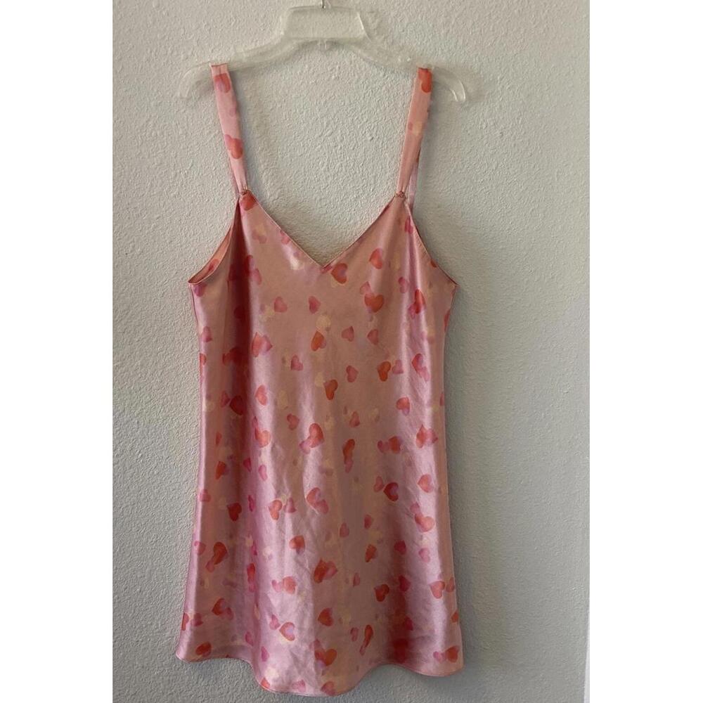 Vintage Jones New York Nightgown Med Peach Pink Hearts Babydoll Coquette Sweet